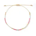 Elegant handmade adjustable beaded bracelet with vibrant pink, blue, and gold beads - Pink And Blue Seed Bead Style(FG-B25021302C)