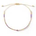 Dainty handmade purple and gold multicolored rice bead bracelet with adjustable cord closure - Purple And Pink Seed Bead Style(FG-B25021302D)