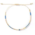 Handmade dainty adjustable cord bracelet with colorful rice beads in gold blue and pink - Blue And Gold Seed Bead Style(FG-B25021302E)