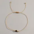 Bracelet ajustable minimaliste en cordon de cire kaki avec perles de cuivre - Style Oeil de Tigre Brun Rouge (B-B24082701B)
