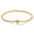 Elegante pulsera de cuentas doradas con un dije de corazón central minimalista - Pulsera de Corazón Dorado