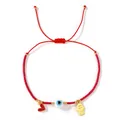 Handmade red evil eye beaded bracelet with heart and hamsa charms for women - Red Woven Style (GZ-B24123004A)