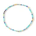Bracelet bohème de 2mm avec perles de cuivre et de rocaille, tons bleus et turquoises - Couleur Bleu Or (GZ-B24083001D)