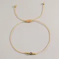 Bracelet minimaliste en cordon de cire kaki avec perles en cuivre et pierre gemme. - Style Pierre Gemme Facettée Foncée (B-B24082701E)
