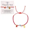 Red woven evil eye bracelet with heart and Hamsa hand charms for friendship gift. - Style With Packaging Card (GZ-B24123004A-P)