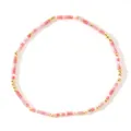 Bracelet fin élastique bohème avec perles de cuivre dorées 2mm et perles roses luxe - Couleur Rose Or (GZ-B24083001E)