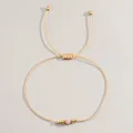 Bracelet simple en cordon ciré kaki avec pierre semi-précieuse rose et perles dorées. - Style Quartz Facetté Rose (B-B24082701F)