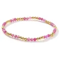 Pulsera artesanal de cuentas de piedra rosa con detalles en metal dorado - Pulsera de Cuentas Mezcladas Rosa y Oro