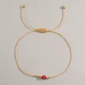 Bracelet en cordon ciré kaki fait main avec pierre semi-précieuse rose et billes en cuivre - Style Pierre Gemme Rose (B-B24082701G)