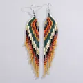 Pendientes de borla de cuentas de colores hechos a mano estilo bohemio - Borla Multicolor (FG-E24070412D)