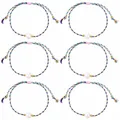 Colorful hand-woven bracelets set with elegant white pearls and gold metal beads - Mixed(Blue Purple Pink)