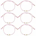 Handmade pink and white braided cord bracelet with central pearl and gold beads - Mixed(Pink White)