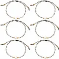 Handmade woven bracelet featuring a central white pearl and golden beads set of six - Mixed(Black White Gold)
