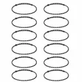 Handgemaakte 8-draads gevlochten streepe armbanden in zwart en wit, set van 12 stuks - Zwart Wit (S26071103H) / Set van 12