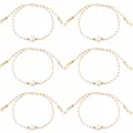 Elegant handmade braided bracelet featuring a central pearl and gold beads on white cord - Mixed(Gold White)