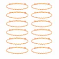 Set van 12 handgemaakte gevlochten armbanden met strepen - Roze Geel Oranje (S26071103M) / Set van 12
