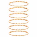 Casual eight-strand braided rope bracelet set with pink and yellow color-blocking stripes - Striped Style (S26071102M)
