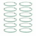 Set van 12 handgemaakte gevlochten gestreepte touwarmbanden in turquoise en goud unisex - Pauwblauw Beige (S26071103P) / Set van 12
