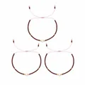 Three handmade brown beaded bracelets featuring central white pearl with pink adjustable cord - Pink Drawstring Style (S26062903B) / Set of 3 / Dark Grey/Pink Cord