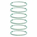 Set of six handmade turquoise and gold braided cord bracelets with adjustable knots - Striped Style (S26071102P)