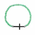 Pulsera de cruz religiosa hecha a mano con cuentas de piedra natural verde de 6 mm unisex - Verde (B-B24092005D)