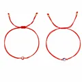 Handmade red braided cord bracelets featuring colorful evil eye protection charms - Hand-Woven Eye Red Rope Set (JS-S25072603A) / 2 Pieces Set (Adjustable)