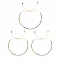Handmade colorful beaded bracelet set with white pearl decoration for women layering - Colorful/Yellow Cord