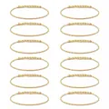 Handgeweven kleurrijke gevlochten gestreepte armbanden set van 12 voor heren en dames - Roze Geel Blauw (S26071103J) / Set van 12