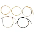 Handmade seed bead woven bracelet set with gold beads and black white color blocking - 5 Piece Set (GZ-S25120801A)