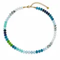 Handmade colorful beaded necklace featuring mixed blue, green, and white beads for women - Style N26070101B