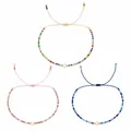 Handmade colorful seed bead bracelets with centerpiece pearl charm on adjustable cord - Multi-Color/Gradient