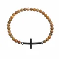 Pulsera de cruz hecha a mano con cuentas naranjas de 6 mm para hombres y mujeres - Marrón Naranja (B-B24092005J)