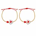 Juego de pulseras de cuentas hechas a mano para niños con corazón rojo y cruz - Cordón Rojo Corazón Blanco (S26070405E)