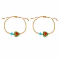 Pulsera de cuentas infantil con colgante de corazón de monstruo verde, set de 2 - Cordón Café Monstruo Verde (S26070405F)