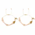 Handmade cream beaded bracelet featuring gold cross and coin charms for women, sku view - Double Layer Beaded (S26062908B) / Off White