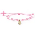 Handgefertigtes rosa Kordelarmband mit religiösem Goldanhänger der Jungfrau Maria - Jungfrau Maria Totem (X-B25092201F) / Rosa