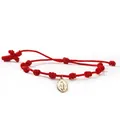Handgewebtes rotes Seilarmband mit einem goldenen religiösen Wunderbare Medaille-Anhänger - Jungfrau Maria Totem (X-B25092201H) / Rot