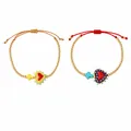 Pulseras de cuentas hechas a mano para niños con corazón de dibujo y cuentas de cruz - Mezcla Bronceado y Rojo (S26070405L)