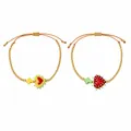 Juego de pulseras de cuentas hechas a mano para niños con dijes de corazón y cruz - Mezcla Amarillo-Verde y Rojo-Verde (S26070405M)