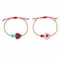 Pulseras de cuentas hechas a mano ajustables con dijes de corazón y cruz en cordón rojo - Cuerda Roja Esmalte Corazón Lunares (S26070405Q)