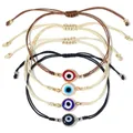 Handmade evil eye woven string bracelets set with adjustable colorful cords for men and women - Color-Block Braided Style (JS-S24042203A) / Set of 4