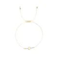 Minimalist woven cross bracelet with blue seed beads and adjustable cream cord - Light Blue Bead Style (JS-B24102602C)
