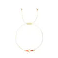 Elegant handmade woven cord bracelet with gold cross charm and dainty red beads for women - Red Bead Style (JS-B24102602B)