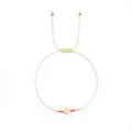 Handmade minimalist woven bracelet featuring a gold cross charm and pink seed beads - Pink Bead Style (JS-B24102602E)