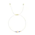 Adjustable woven bracelet with gold cross charm and blue seed beads for women - Dark Blue Bead Style (JS-B24102602F)