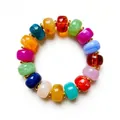 Farbiges 15-mm-Resin-Armband mit 16 leuchtenden Perlen im sommerlichen Stretch-Stil. - 16 Stück (15mm) / Mischfarbener Tonnenperlen-Stil (B26061301A)