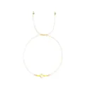 Minimalist thin woven bracelet featuring a small gold cross and yellow seed beads - Yellow Bead Style (JS-B24102602I)