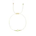 Minimalist woven cord bracelet featuring a gold cross charm and green seed beads decoration - Light Green Bead Style (JS-B24102602J)