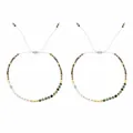 Bracelet perlé fait main réglable avec des pierres dorées, vertes et bleues mélangées - Style Minerai Vert Foncé (S26061801F)