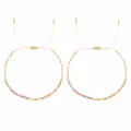 Bracelets de perles violet rose tissés à la main avec cordon ajustable pour femme - Style Perles Mixtes Violet Rose (S26061801G)